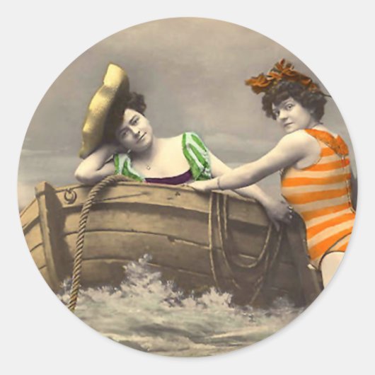 乏ストライプの水着 ラウンドシール (正面)