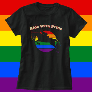 乗ってプライド- LGBTQレトロサンセットハンタージャンパー Tシャツ