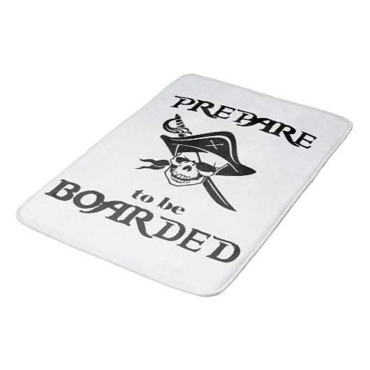 乗られた黒い海賊スカルおよび剣があることを準備して下さい バスマット (アングル)