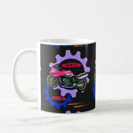 乗り放題で安全なバイク コーヒーマグカップ (左)