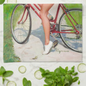 乗り時間 – レトロピンアップ少女 キッチンタオル (折り畳み)