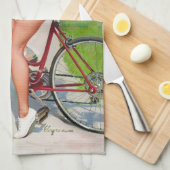 乗り時間 – レトロピンアップ少女 キッチンタオル (四つ折り)