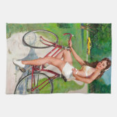 乗り時間 – レトロピンアップ少女 キッチンタオル (横)