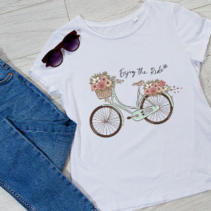 乗り楽しむヴィンテージ自転車女子 Tシャツ