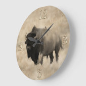 乗り物のヒッチング – Bison-lover'sデザイン ラージ壁時計 (傾斜)