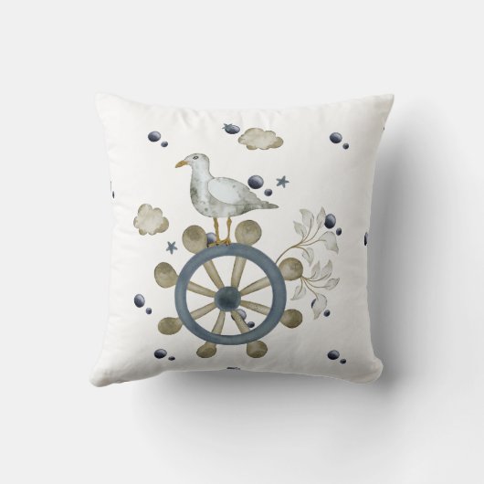 乗り物を引っ張るカモメ クッション (裏面)