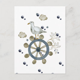 乗り物を引っ張るカモメ ポストカード