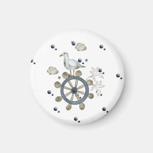 乗り物を引っ張るカモメ マグネット (正面)