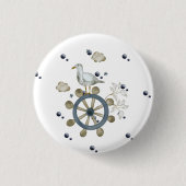 乗り物を引っ張るカモメ 缶バッジ (正面)