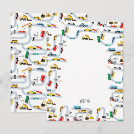 乗り物 車とトラックの道路 キッズ ノートカード