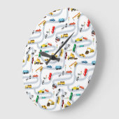 乗り物 車 トラック 道の少年たち ラージ壁時計 (傾斜)