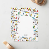 乗り物 車 トラック 道 こども ノートカード (正面/裏面インサイチュ)