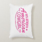 乗ること準備ができたアメリカの女性のカーボーイのピンクのロゴの枕 アクセントクッション (正面(垂直))