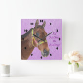 乗るほうがいい！馬 スクエア壁時計 (ホーム)