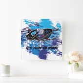 乗る時間を雪だるます スクエア壁時計 (ホーム)