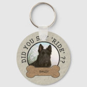 乗れと言った？おもしろい犬カスタムの写真と名前 キーホルダー (正面)