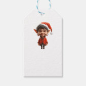 乗れ！クリスマス小妖精や小人ホワイトギフトラベル ギフトタグ (正面)