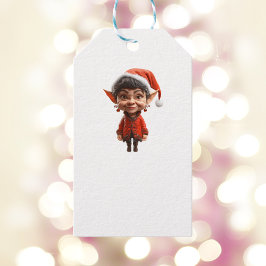 乗れ!クリスマス小妖精や小人ホワイトギフトラベル ギフトタグ