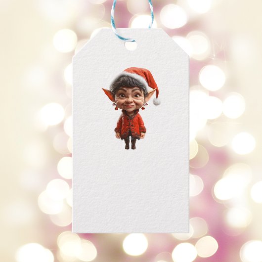 乗れ！クリスマス小妖精や小人ホワイトギフトラベル ギフトタグ