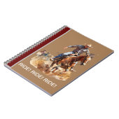 乗れ！乗れ！乗れ！茶色のカバーにカウボーイノートブック。 ノートブック (左側)