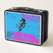 乗ろう！ – マウンテンバイクもしくは自転車に乗る人 メタルランチボックス (裏面)