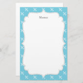 乗客の飛行機のシルエットパターン青 便箋 (正面/裏面)