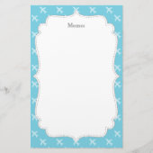 乗客の飛行機のシルエットパターン青 便箋 (正面)