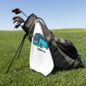 乗客モダンバス漫画イラストレーション ゴルフタオル (グリーン)