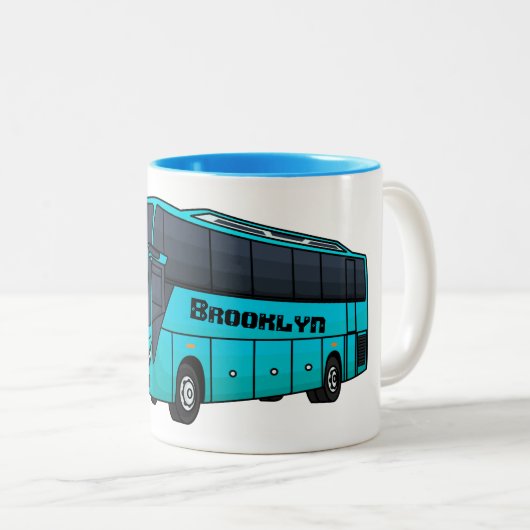 乗客モダンバス漫画イラストレーション ツートーンマグカップ (正面右)