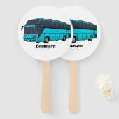 乗客モダンバス漫画イラストレーション ハンドファン (正面&裏面)