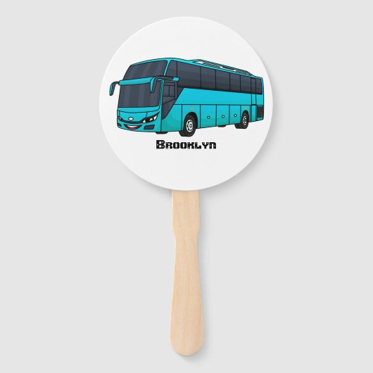 乗客モダンバス漫画イラストレーション ハンドファン (正面)