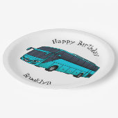 乗客モダンバス漫画イラストレーション ペーパープレート (アングル)