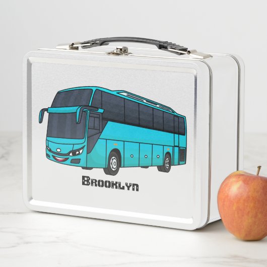 乗客モダンバス漫画イラストレーション メタルランチボックス (インサイチュ)