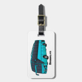 乗客モダンバス漫画イラストレーション ラゲッジタグ (正面縦)