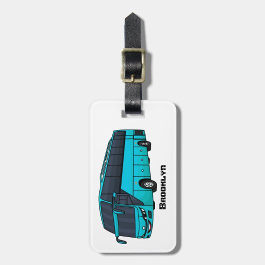 乗客モダンバス漫画イラストレーション ラゲッジタグ (正面縦)