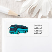 乗客モダンバス漫画イラストレーション ラベル (インサイチュ)