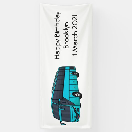 乗客モダンバス漫画イラストレーション 横断幕 (縦)