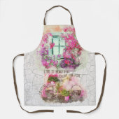 乗楽しむり物 |花付き水彩自転車 エプロン (正面)