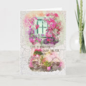 乗楽しむり物 |花付き水彩自転車 カード (正面)