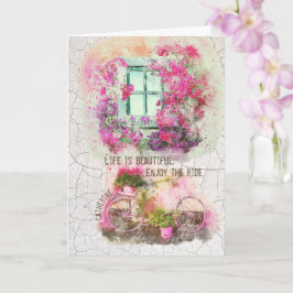 乗楽しむり物 |花付き水彩自転車 カード