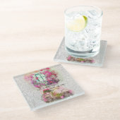 乗楽しむり物 |花付き水彩自転車 ガラスコースター (アングル)