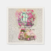 乗楽しむり物 |花付き水彩自転車 スタンダードカクテルナプキン (正面)