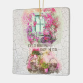 乗楽しむり物 |花付き水彩自転車 セラミックオーナメント (左)