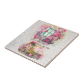 乗楽しむり物 |花付き水彩自転車 タイル (側面)