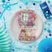 乗楽しむり物 |花付き水彩自転車 ペーパープレート (パーティー)