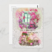 乗楽しむり物 |花付き水彩自転車 ポストカード (正面/裏面)