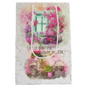 乗楽しむり物 |花付き水彩自転車 ミディアムペーパーバッグ (裏面)