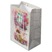 乗楽しむり物 |花付き水彩自転車 ミディアムペーパーバッグ (裏面アングル)