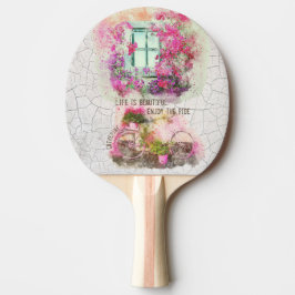 乗楽しむり物 |花付き水彩自転車 卓球ラケット