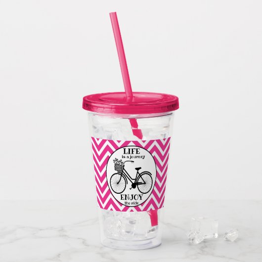 乗楽しむり物 |花付き自転車やる気を起こさせる アクリルタンブラー (アイス正面)